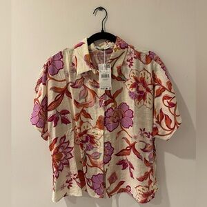 Mango tropical floral cropped shirt